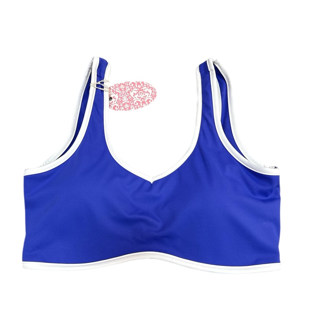 Blue and White Padded Bikini Top